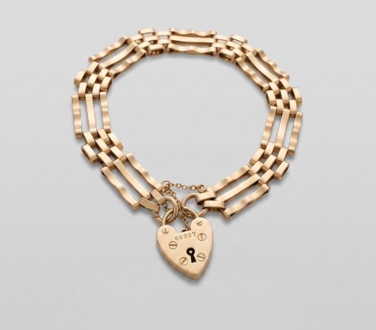 BRACCIALE VINTAGE INGLESE ORO CHIUSURA CUORE