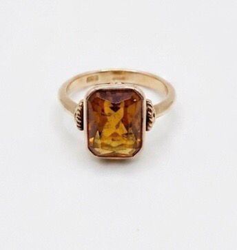 ANELLO VINTAGE ORO ROSA PIETRA RETTANGOLARE