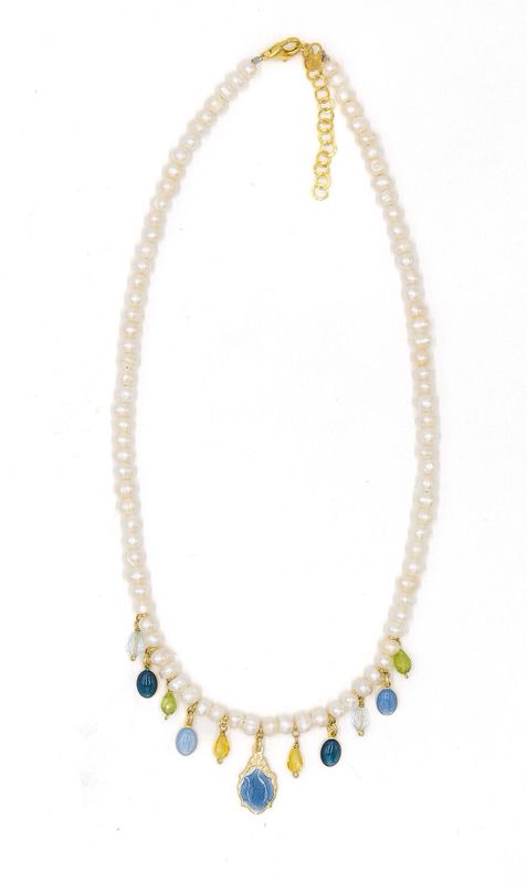 COLLANA PERLE CON PENDENTI SMALTATI SACRAMORE FIRENZE