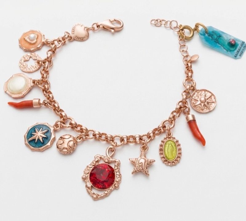 BRACCIALE ARGENTO CON CIONDOLI SMALTATI SACRAMORE FIRENZE
