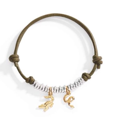 DODO COLLANA CORDINO VERDE CHARM COCCODRILLO E SERPENTE E RONDELLE DODO COLLANA CORDINO VERDE CHARM COCCODRILLO E SERPENTE E RONDELLE