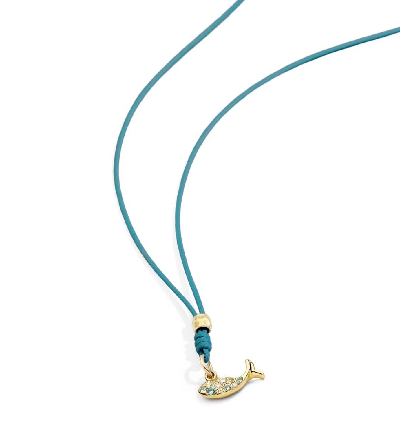 DODO COLLANA CORDINO CHARM PESCE E GRANELLI IN ORO GIALLO DODO COLLANA CORDINO CHARM PESCE E GRANELLI IN ORO GIALLO