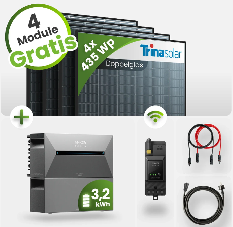 Anker SOLIX Solarbank 2 E1600 Pro 3,2kWh Speicher inkl. Smart Meter + 4 Module GRATIS