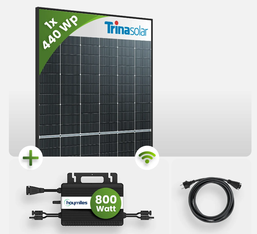 440Wp Balkonkraftwerk 1x440Wp Trina Bifazial Black Frame Hoymiles HMS-800W