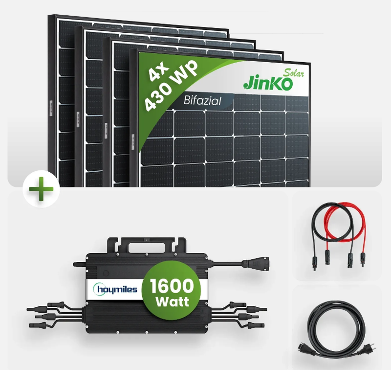 Balkonkraftwerk 1720Watt 4x430 Jinko Bifazial Black Frame HMS-1600-4T