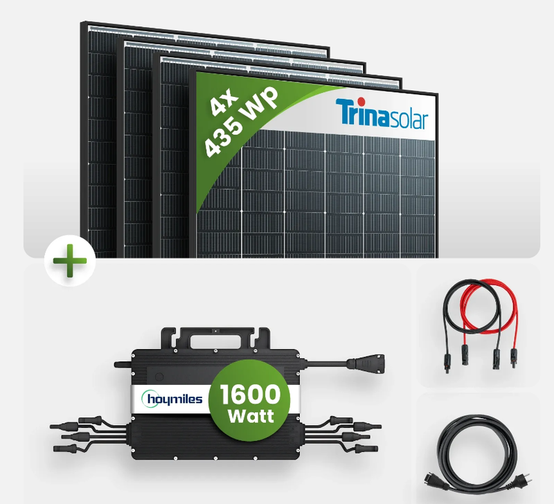 Balkonkraftwerk 1740Watt 4xTrina Solar Modul Bifazial HMS-1600 Wechselrichter