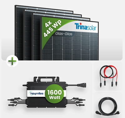 Balkonkraftwerk 1780Watt 4x 445W Trina Solar Glas-Glas Black Frame
