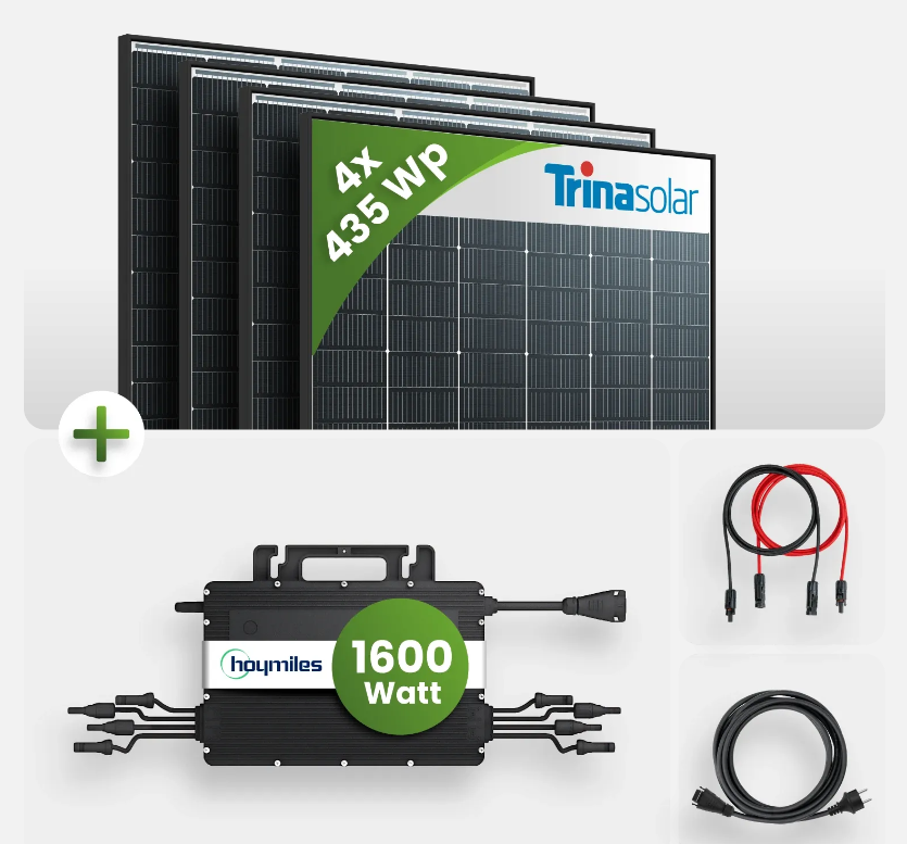 Balkonkraftwerk 1740Watt Trina Solar Black Frame Hoymiles HMS-1600-4T
