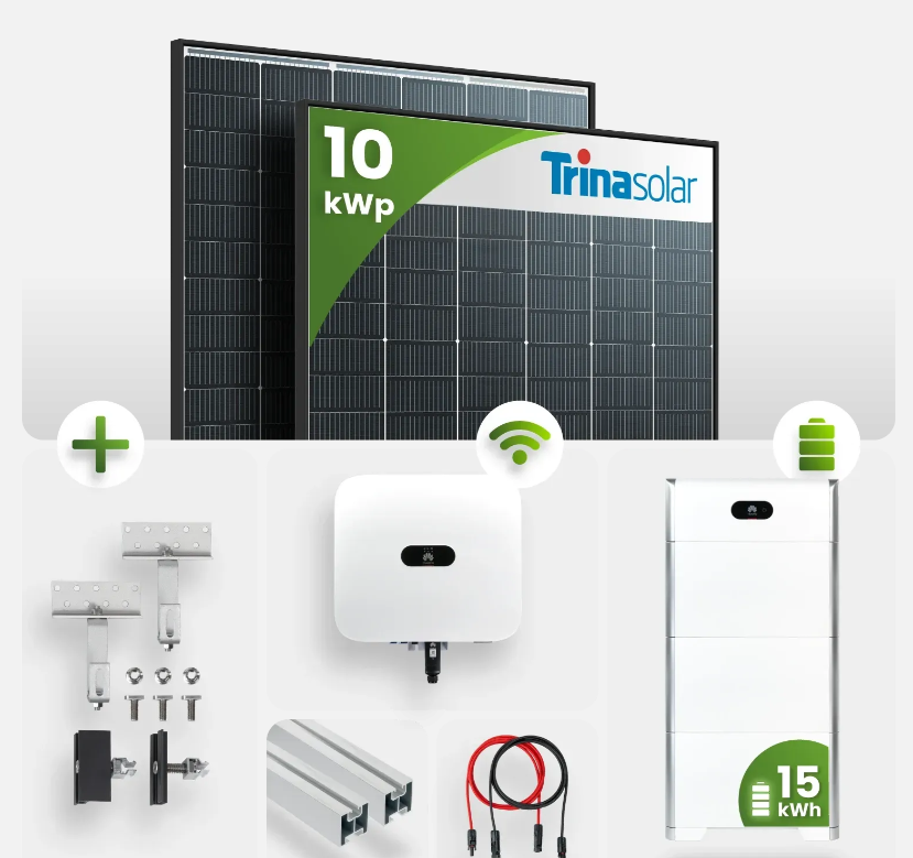 10 kWp PV-Anlage 23x Trina 440Wp Glas-Glas Black Frame 15kW Speicher