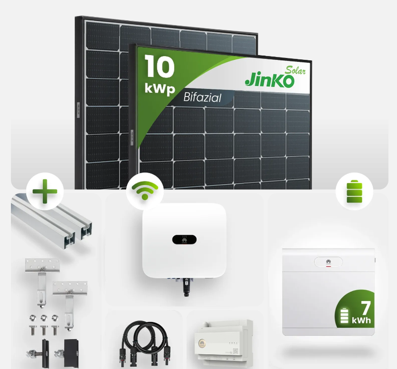10 kWp PV-Anlage 24x Jinko 430Wp Bifazial Glas-Glas Black mit 7kW Speicher