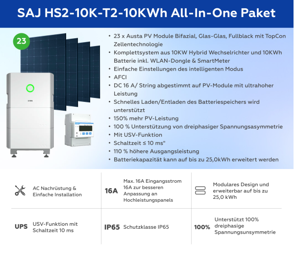 10 kW PV Komplettanlage mit Glas-Glas Modulen