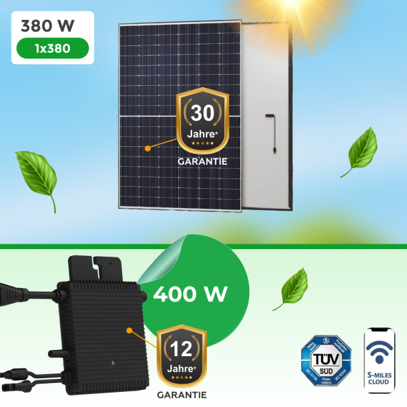 Balkonkraftwerk 380Watt mit HM 400W Hoymiles Wechselrichter