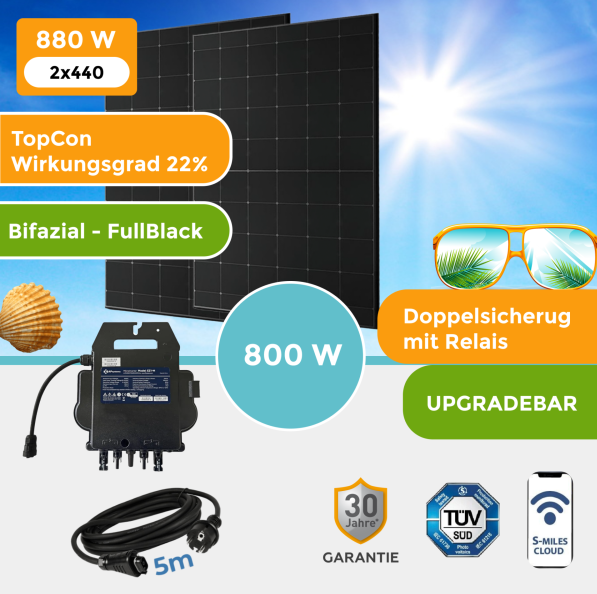 Balkonkraftwerk 880Watt mit AP Systems ez1-m-eu Wechselrichter