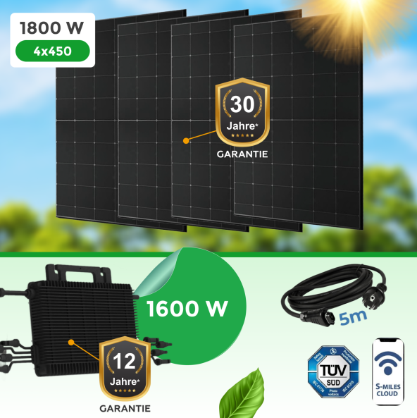 Balkonkraftwerk 1800 Watt mit HMS1600 Wechselrichter