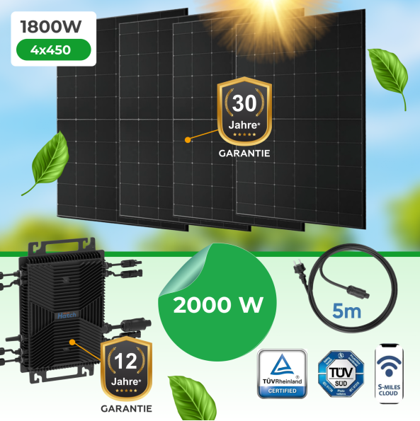Balkonkraftwerk 1800Watt mit 2000W Wechselrichter