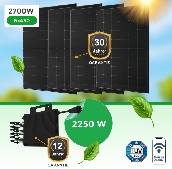 Mini Kraftwerk 2700Watt mit Hoymiles HMT 2250T Wechselrichter