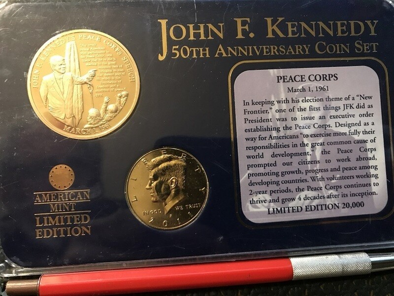 Gold plated JFK Coin set