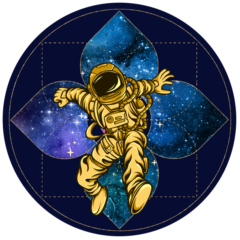 Go on a Journey with me | Sacred Geometry Astronaut White glossy mug