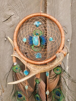 Foraged Dreamcatcher, Peacock & Turquoise 1/1