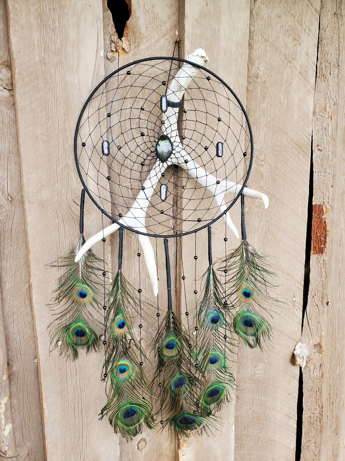 Large Antler, Peacock, Labradorite & Crystal Grid 1/1