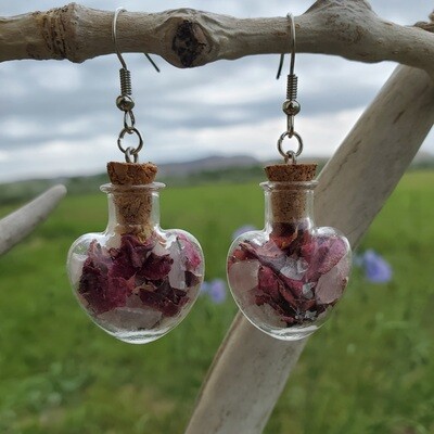 Wyoming Rose Petals & Crushed Rose Quartz Earrings
