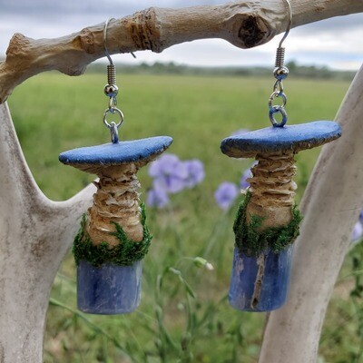 Blue Kyanite Mushroom Earrings