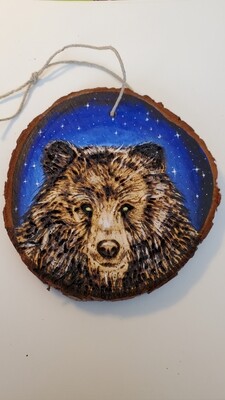 Pyrographic Painted Bear Ornament