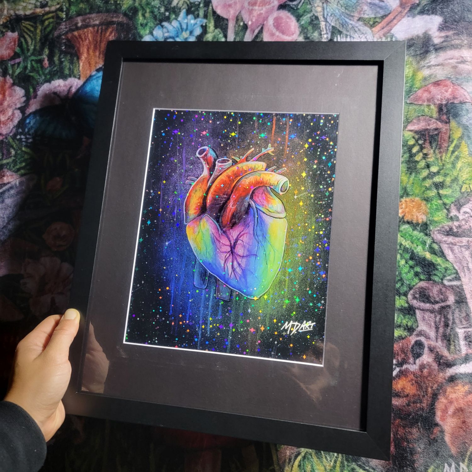 Rainbow Heart 11x14 matted frame
