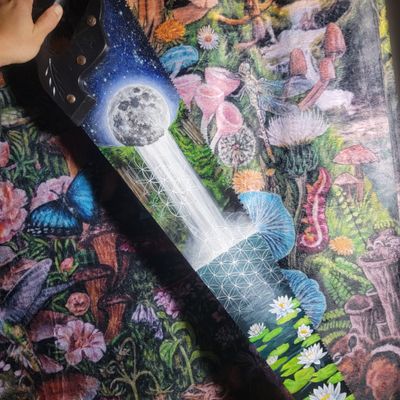 Moon Falls Original Hand-Painted Saw