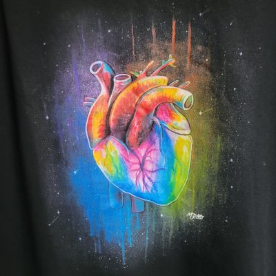 (Large) Unisex Rainbow Heart cotton tee