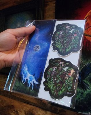 Wolf Bookmark + 2 stickers