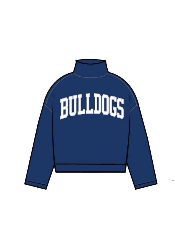 Bulldogs mock Neck Embroidered