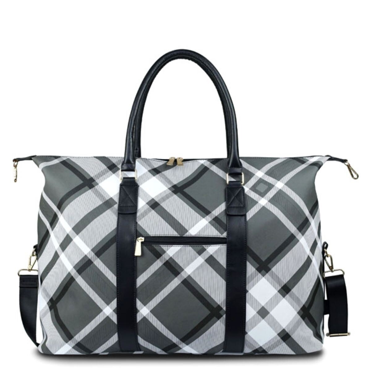 Black Plaid Weekender Duffel Bag