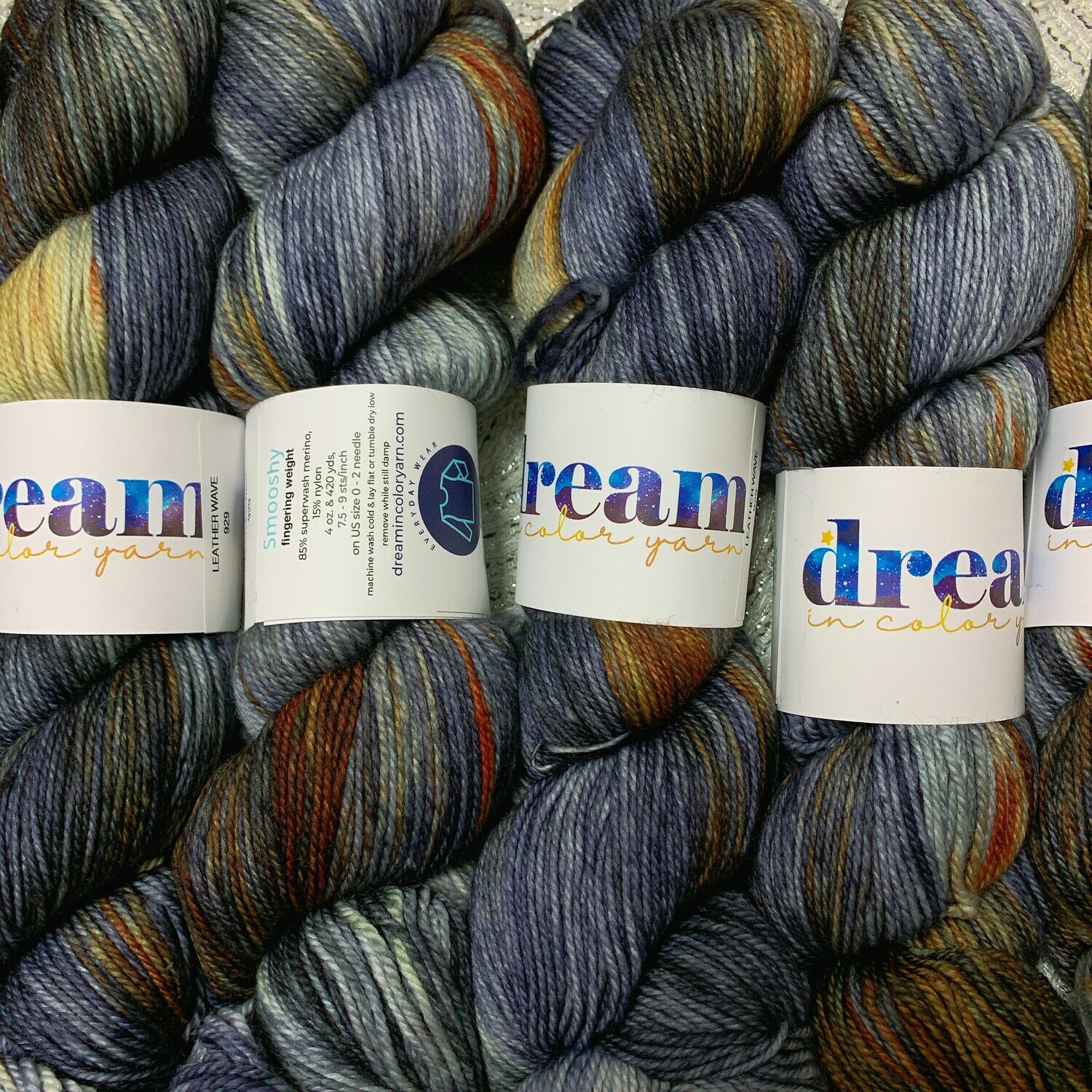 Dream in Color  Yarn Leather Wave smooshy sock
