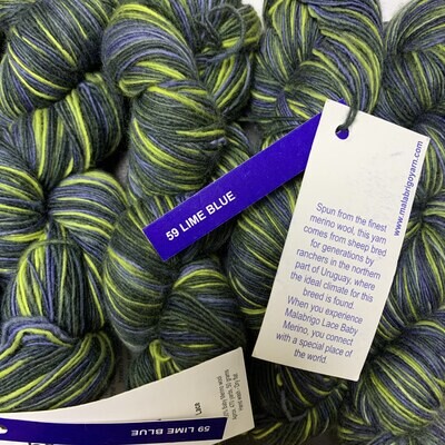 💜Malabrigo Hand dye Lace Yarn LIME BLUE #59