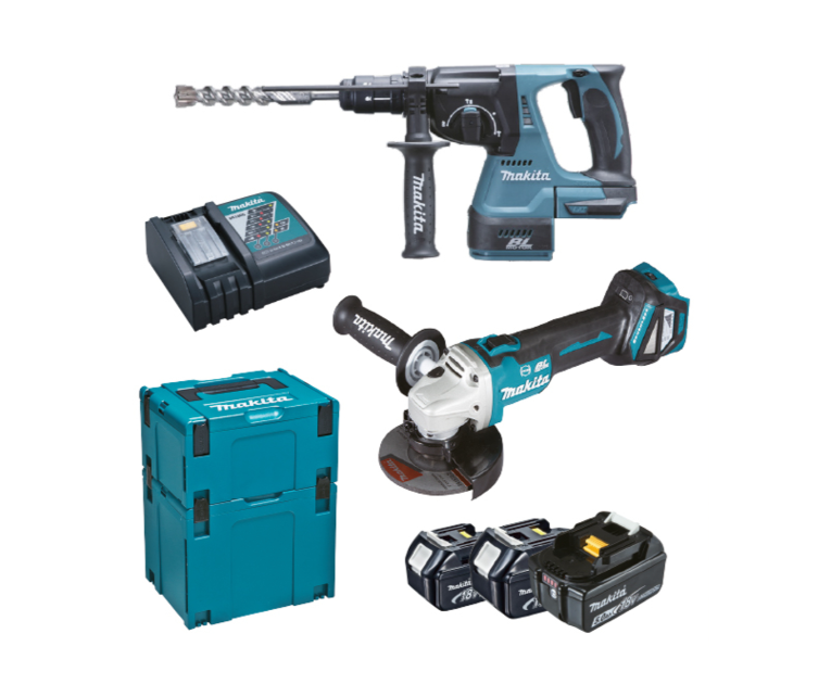 Makita - Combo Kit Dhr243+Dga513+Bl1850Bx3+Dc18Rc Makita - Combo Kit Dhr243+Dga513+Bl1850Bx3+Dc18Rc