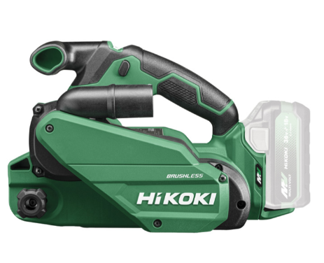 Hikoki -    Levigatrice a nastro 36V, 76 x 533mm, 5 Velocità Variabili + Auto Mode, 122-450 giri/min,Brushless,  Sacco aspirazione, motore a sinistra per levigare a filo. *CORDLESS*