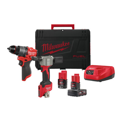 Milwaukee M12 FPP2D2-422X RIVETTATRICE + TRAPANO M12 FPD2 Milwaukee M12 FPP2D2-422X RIVETTATRICE + TRAPANO M12 FPD2