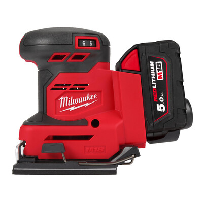 Milwaukee Smerigliatrice orbitale a batteria M18 BQSS-502B con attacco universale in velcro, 4933479967, 18 V