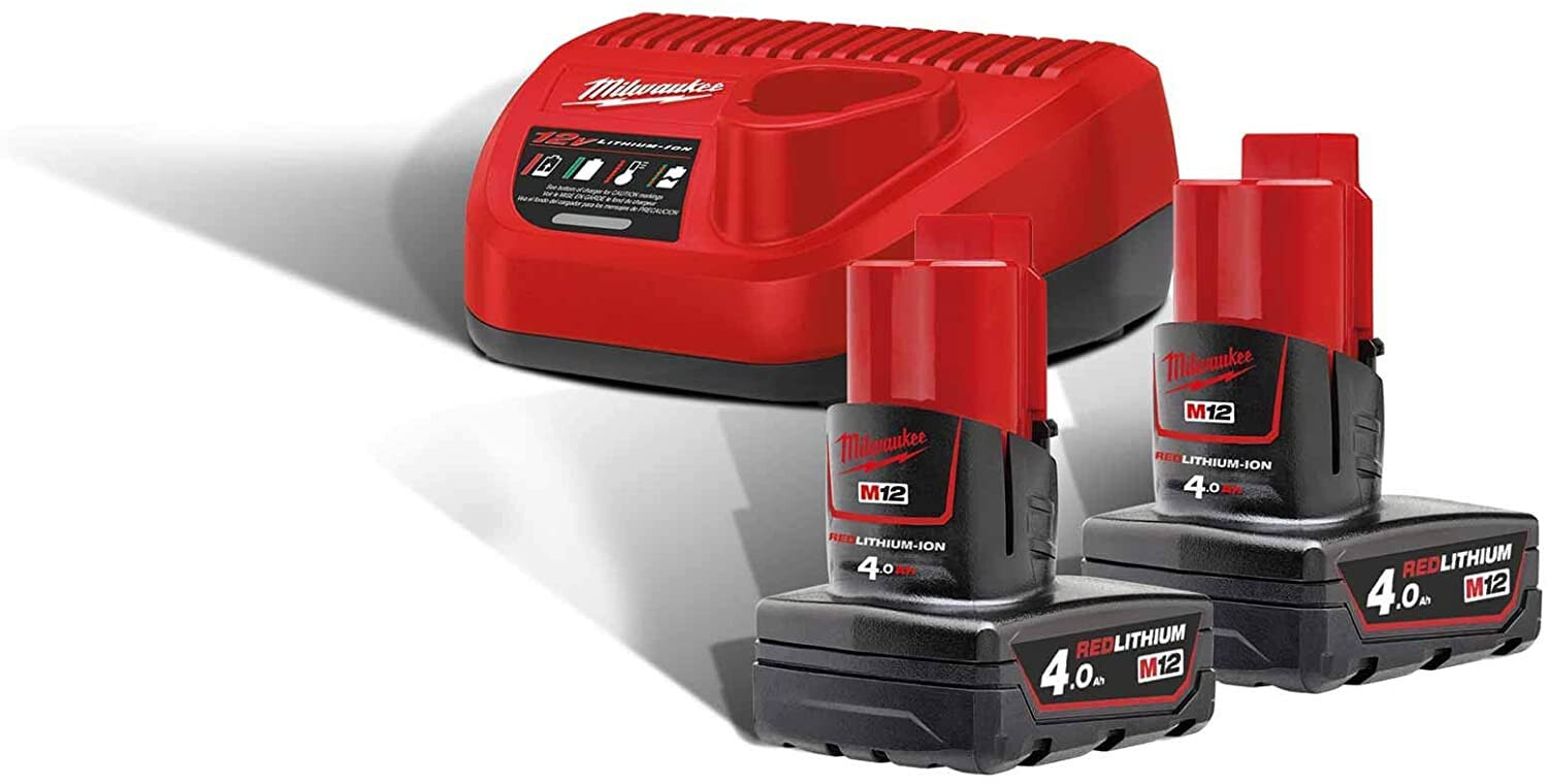 Milwaukee - Energy Kit M12 con 2  batterie 4.0 Ah, 1  Caricabatterie