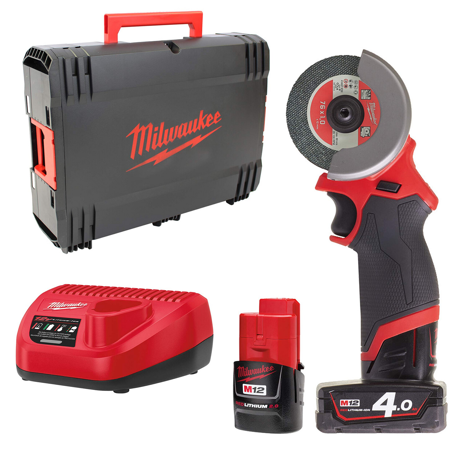 Milwaukee - Mini Troncatrice Multi Materiale 12 Volt disco 76mm 2,0 e 4,0Ah
