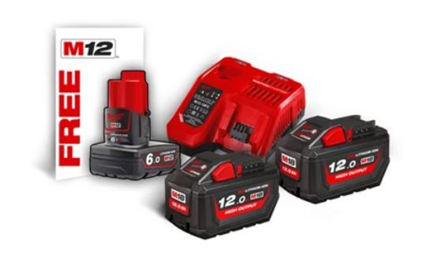 Milwaukee - Energy Kit M18 con 2  batterie 12.0 Ah, 1  Caricabatterie, 1 Batteria 12V 6 Ah