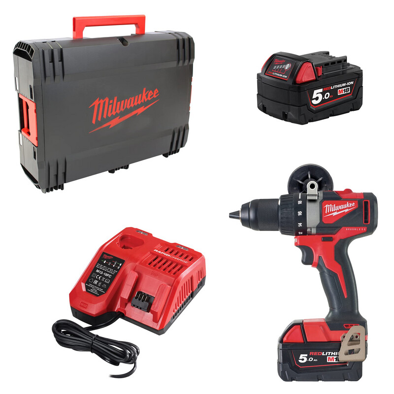 Milwaukee - Trapano compatto 18 Volt 5,0Ah Brushless Milwaukee - Trapano compatto 18 Volt 5,0Ah Brushless