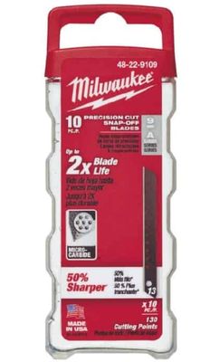 Milwaukee - Lama per ricambio coltellino  Set.  9 Mm