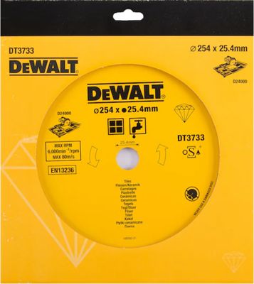Dewalt - Disco diamantato per piastrelle in ceramica, 250 X 25.4 X 8 mm