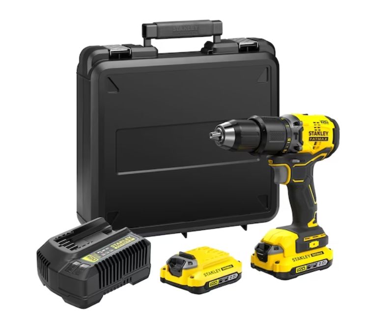 Stanley - Trapano Avvitatore A Percussione V20 Brushless Litio 18V - completo di due batt.  2Ah