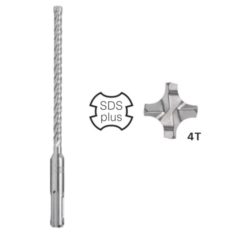 Hikoki - Punta Sds-Plus 4 Taglienti - Diametro 8, diverse lunghezze