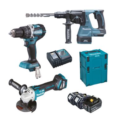 Makita - Combo Kit LXT Dhp484+Dga513+Dhr243+Bl1850Bx3+Dc18Rc