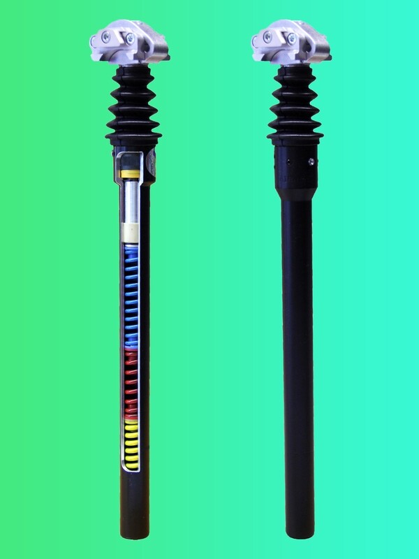 Airwings EXPLETO TRAVEL Gefederte Sattelstütze mit Linear-Kugellager, 425mm Länge