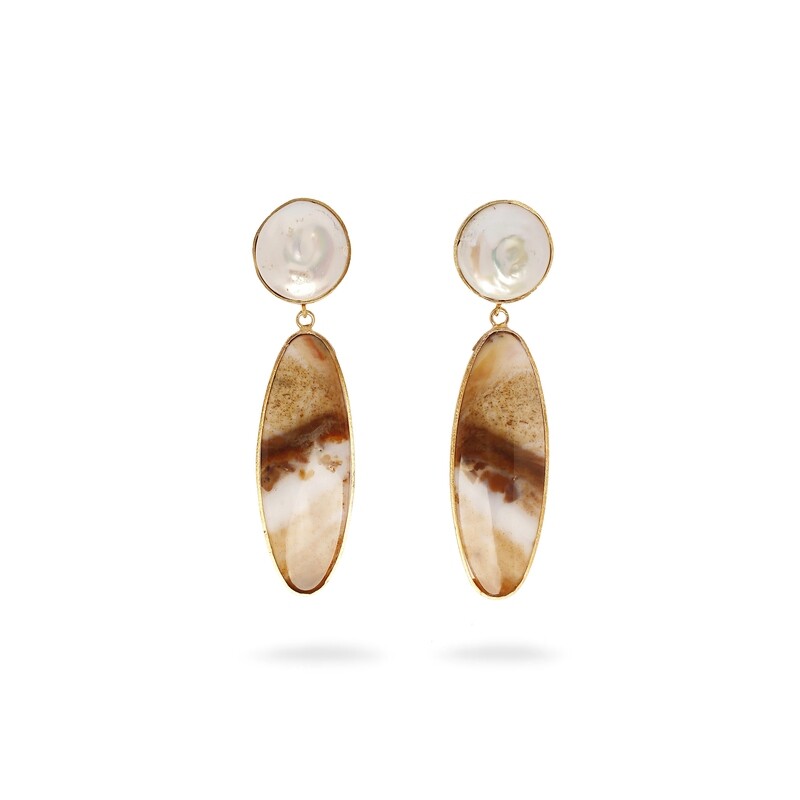 TERRA Drops in Botswana Agate and Mother of Pearls